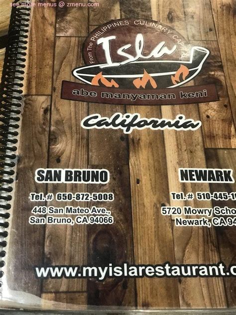 Menu at Isla Restaurant, Newark