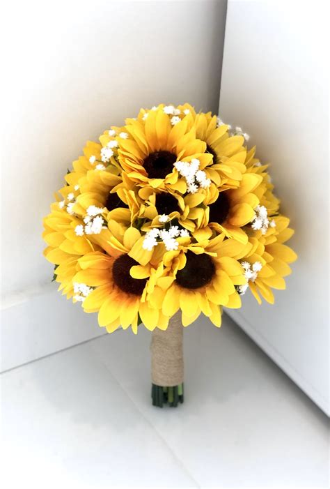 10 Sunflower Bouquet Babys Breath And Sunflower Bouquet Navy