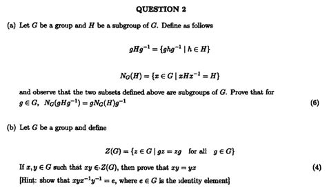 Solved Question A Let G Be A Group And H Be A Subgroup Chegg