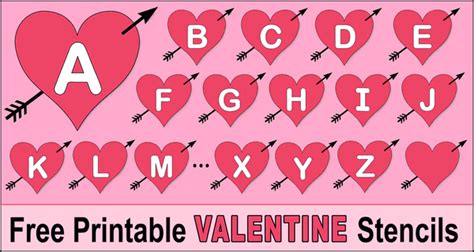 Heart Arrow Font Valentine Letters Stencils Templates Alphabet