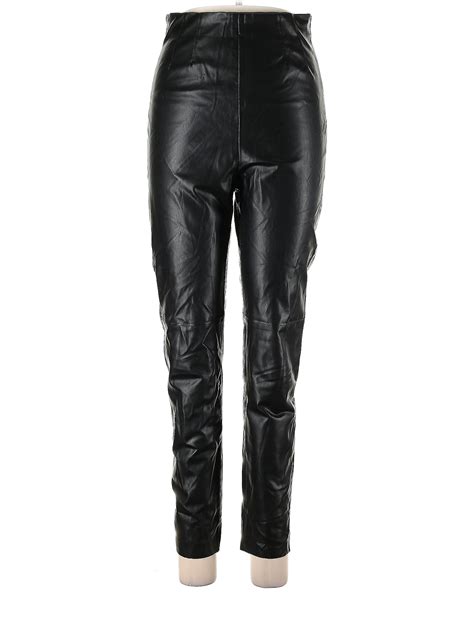 Zara 100 Polyurethane Solid Black Faux Leather Pants Size L 54 Off