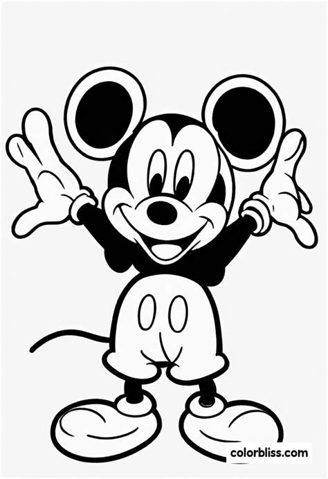 Mickey Mouse is Ready to Play! Coloring Page | ColorBliss