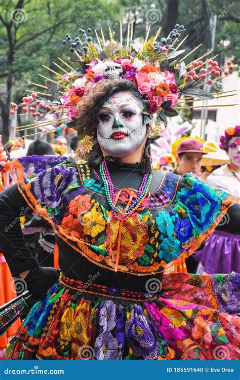 Mexico City Mexico October 26 2019 Woman Dressed As Catrina At The