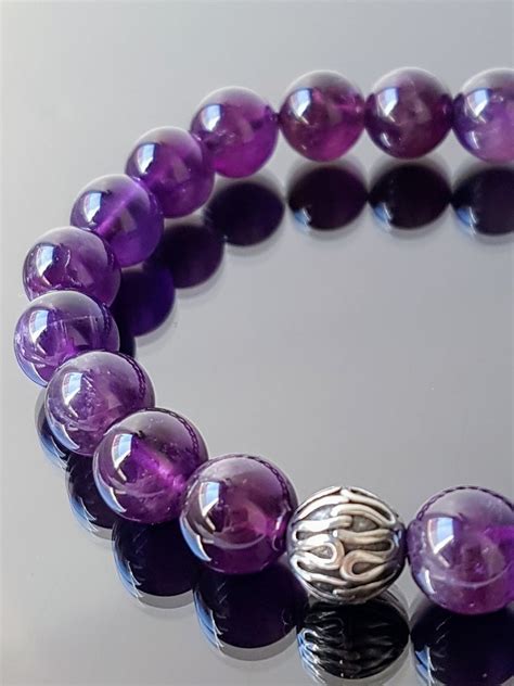 Amethyst Bracelet For Men Beaded Men Bracelet Healing Stones Etsy