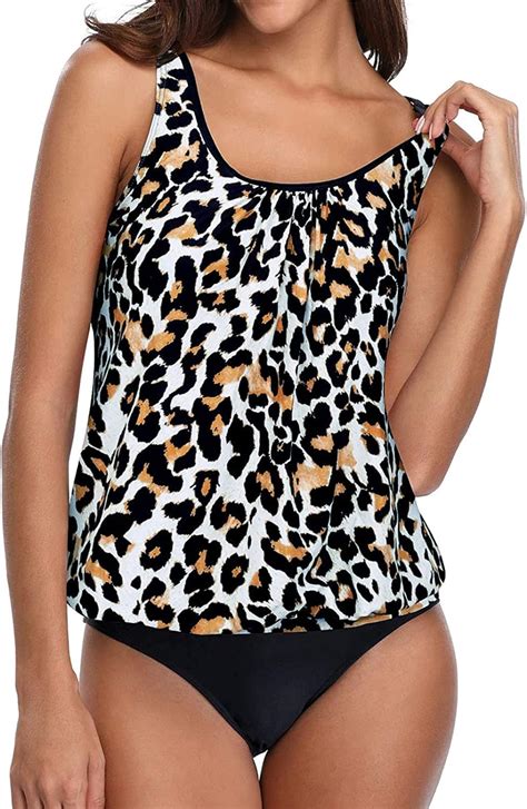 Cocila Damen Tankini Bauchweg Badeanzug Zweiteiliger Sport Badeanzug