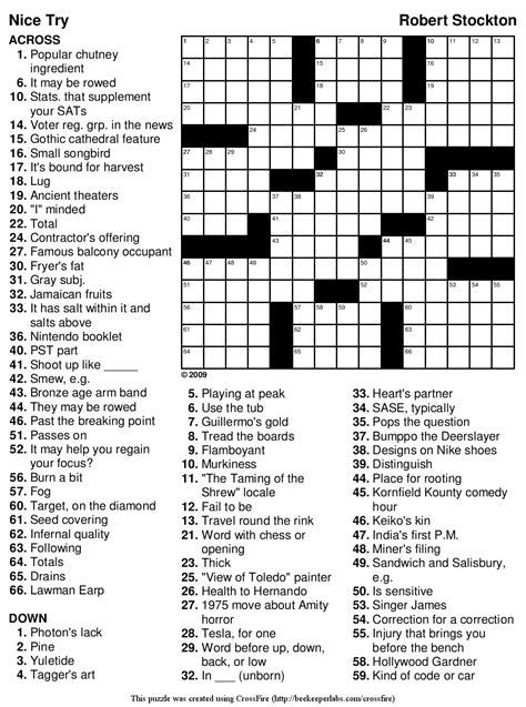 Easy Crossword Puzzles Printable