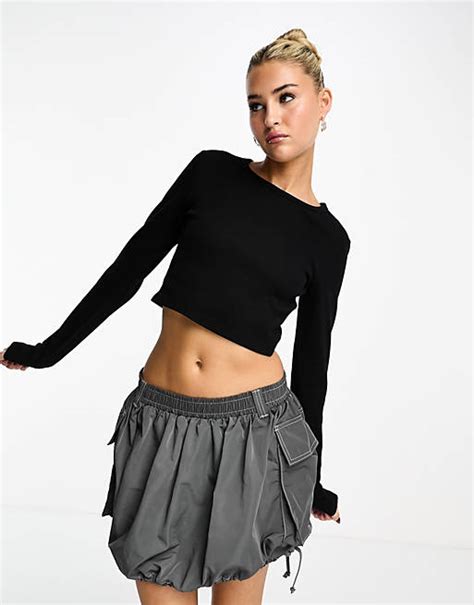 Jjxx Feline Crop Top Côtelé Noir Asos