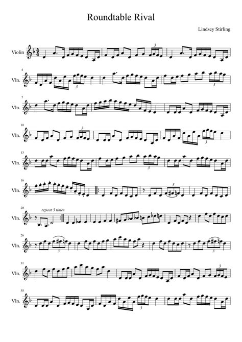 Roundtable Rival Short By Lindsey Stirling Violin Sheet Music Lindsey Stirling Violin Sheet