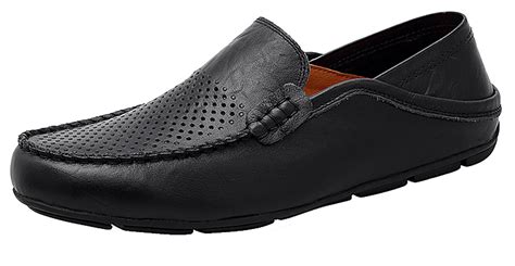 Go Tour Mens Premium Genuine Hand Made Leather Casual Slip On Loafers Breathable Driving Shoes