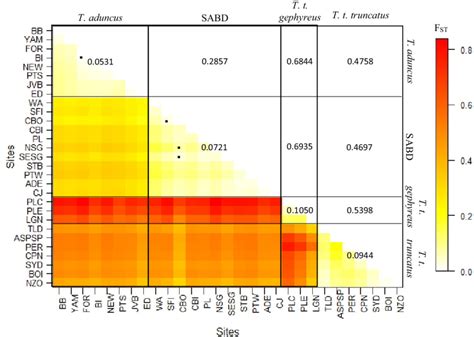 Heat Map Of Pairwise Genomic Differentiation F St Between Sampling