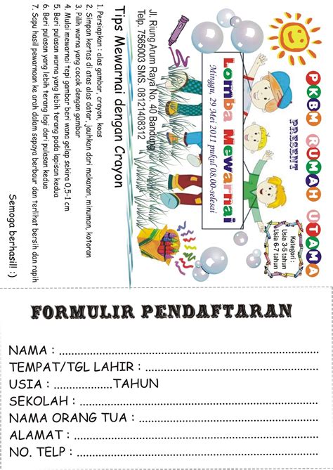 Image Result For Formulir Pendaftaran Lomba Mewarnai