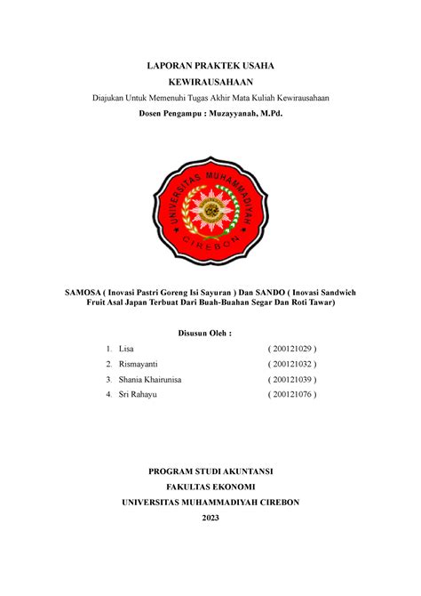 Makalah Kwu Ide Usaha Laporan Praktek Usaha Kewirausahaan
