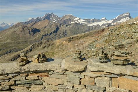 Vista Desde El Pico De Gornergrat Sobre Zermatt En Los Alpes Suizos