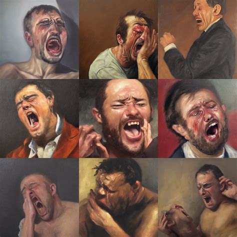 Oil Painting Of A Man Crying And Screaming Stable Diffusion Openart