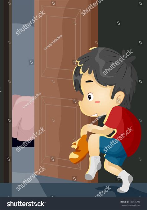 Illustration Little Boy On Tiptoes Trying Stock Vector Royalty Free