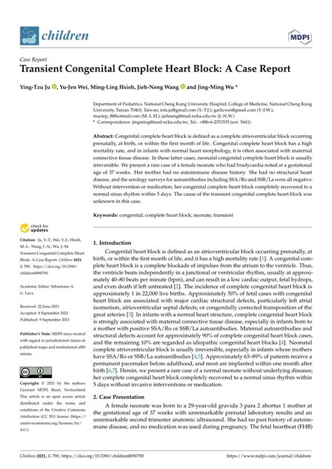 Pdf Transient Congenital Complete Heart Block A Case Report