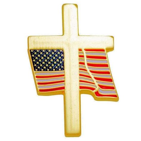 Lapel Pin Cross With American Flag Etsy