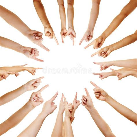 Many Hands Pointing To the Center Stock Photo - Image of circle, finger: 33170082