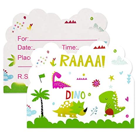 Lot De 20 Motif Dinosaure Cartes DInvitation Anniversaire Dinosaure