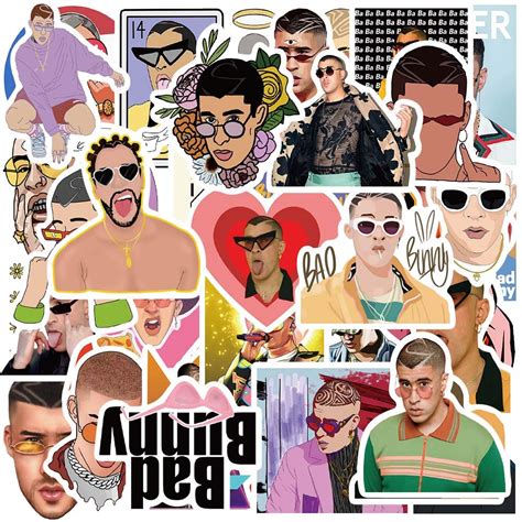 Buy Bad Bunny Stickers Pcs Aesthetic Vinyl Decals Of Pop Singer For