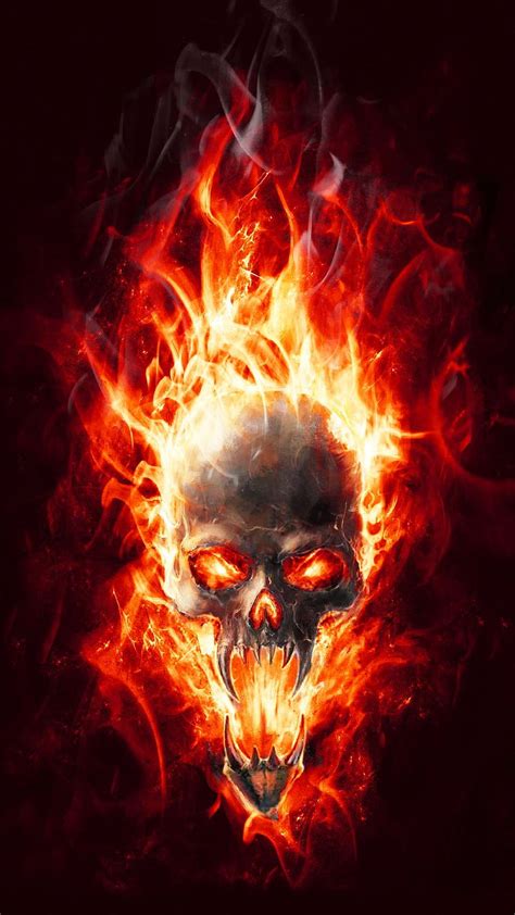 Red Fire Skull Evil Fire Hd Phone Wallpaper Pxfuel