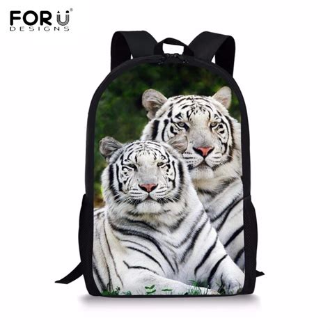 Forudesigns 3d Animal Bengal White Tiger Printing Boys School Bags