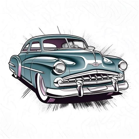 Premium Photo Retro Classic Car Illustration Design Generative Ai