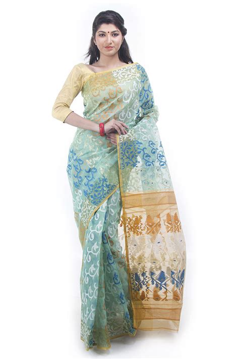 Exclusive Sea Green Dhakai Jamdani Saree From Bangladesh