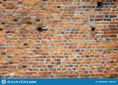 Old Weathered Brick Wall Fragment Wall Of A Ramshackle Manor Stock