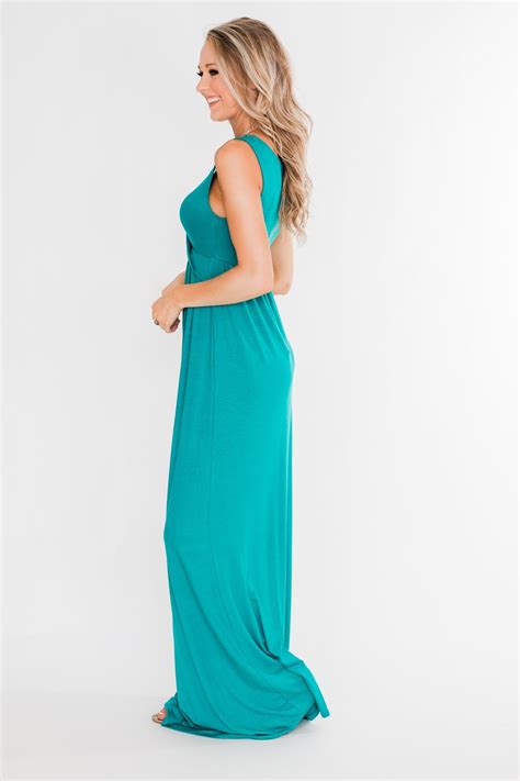 Front Wrap Maxi Dress Dark Turquoise The Pulse Boutique