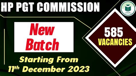 HP PGT Commission New Batch Starting From 11th December 2023