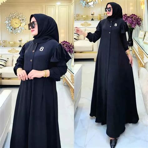 Hitam Gamis Crinkle Premium Aira Maxy Dress Bc Material Crinkle Airflow