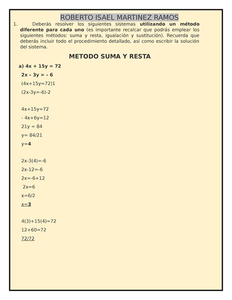 Actividad 4 Deberás Resolver Los Siguientes Sistemas Utilizando Un