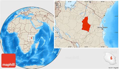 Shaded Relief Location Map of Dodoma