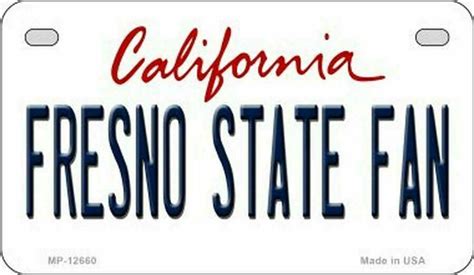 Fresno State Fan California State Background Novelty Motorcycle Plate