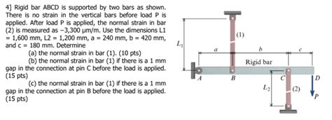 Solved L 4] Rigid Bar Abcd Is Supported By Two Bars As