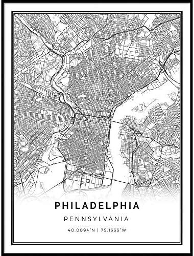 Philadelphia Pennsylvania Wall Map Large 2275 X 155