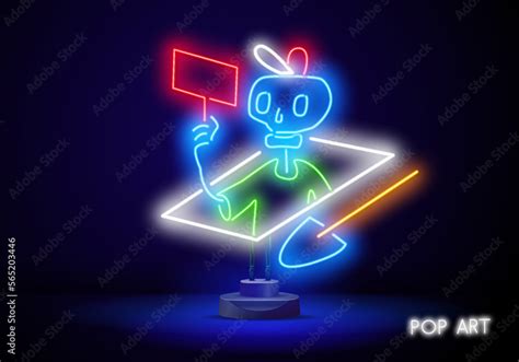 Outline Neon Skull Emoji Icon Glowing Neon Skull Emoticon Silhouette Skeleton Head Pictogram