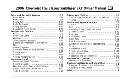 Owners Manual For Chevy Trailblazer