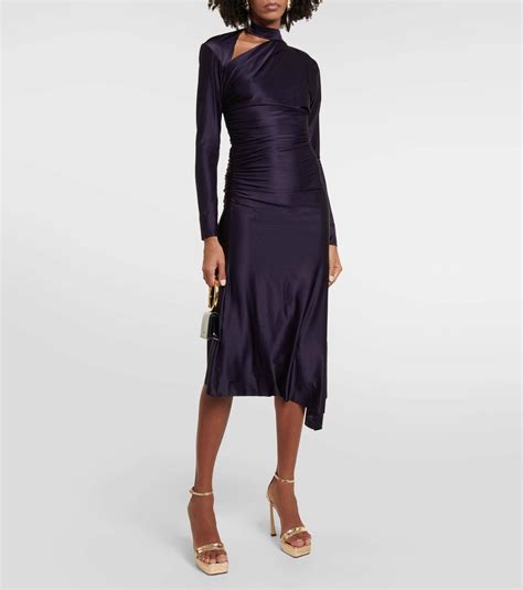 Victoria Beckham Asymmetric Ruched Jersey Midi Dress Victoria Beckham