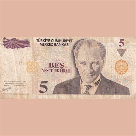 Turkiye 5 Yeni Turk Lirasi Bank Note Coinbazzar