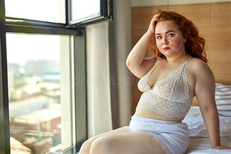 BBW Big Beautiful Caucasian Woman Showing Off Overweight Figure Wearing