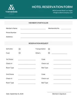 Free Reservation Form Templates Venngage