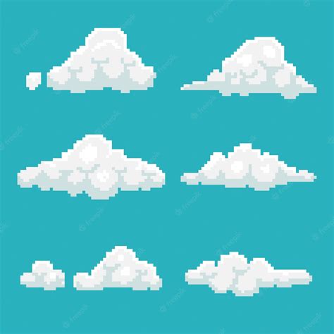 Free Vector Flat Design Pixel Art Cloud Illustration