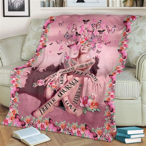 Survivor Breast Cancer Awareness Fleece Sherpa Throw Blanket Teeuni