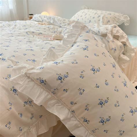 Fresh Blue Floral 100% Cotton Duvet Cover Set Cute Floral - Etsy