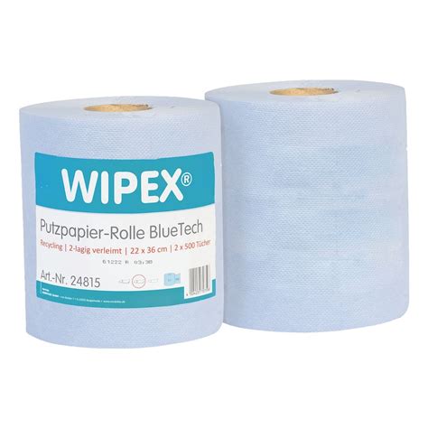 Wipex Er Pack Papier Putztuchrolle Bluetech Blau Lagig X Cm