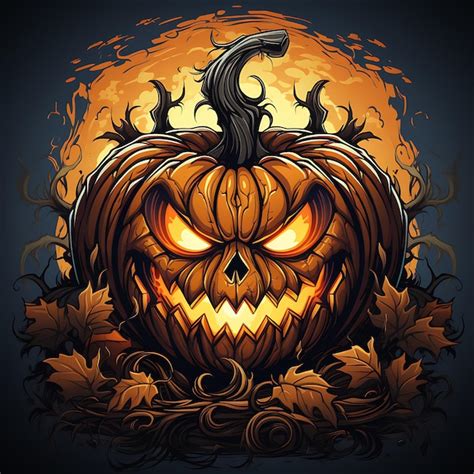 Premium AI Image Illustration Of A Halloween Pumpkin Face Colorful Scary