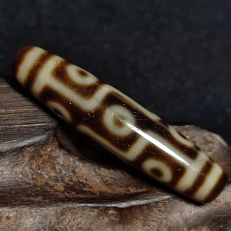 Tibet 12 53mm Old Yellow 9 Eyes Totem Agate Dzi Beads DZI Beads Men