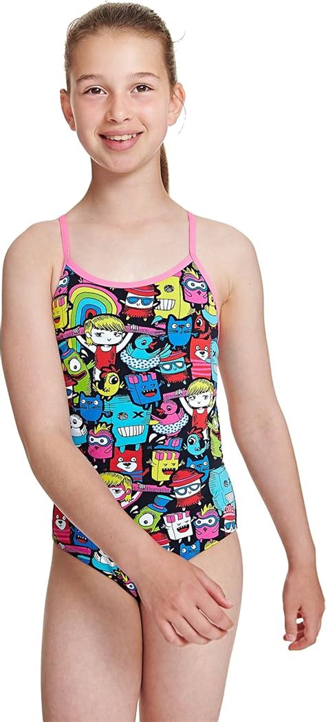 Zoggs Girls Rascals Bella Crossback Swim Suit Multi Colour 28 Inch Size 8 9 Uk